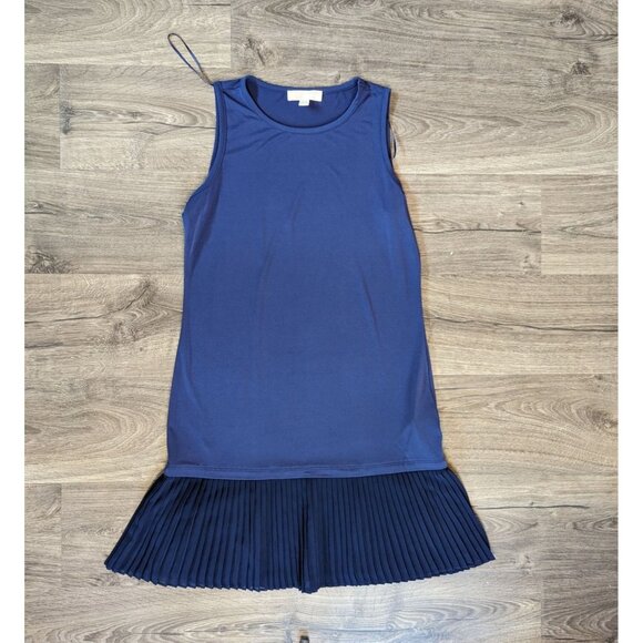 Michael Kors Navy Pleated Shift Dress Small - Picture 3 of 6
